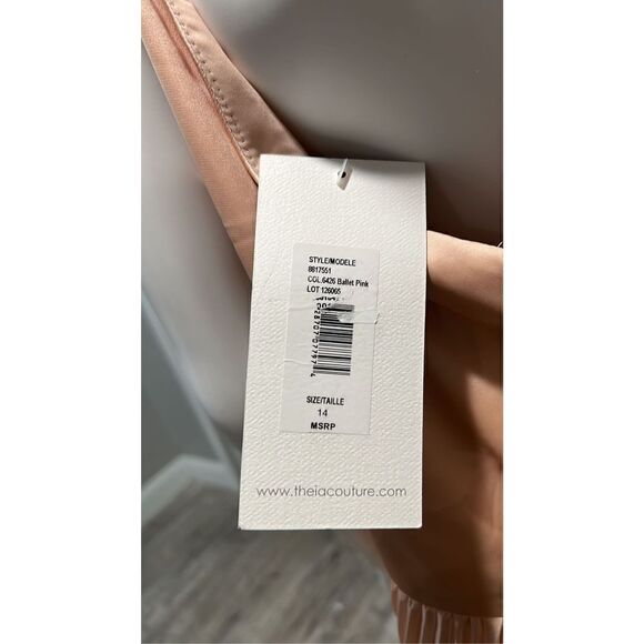 Theia cara Pink Pleated Cocktail Dress Size 14 NWT - Picture 9 of 9